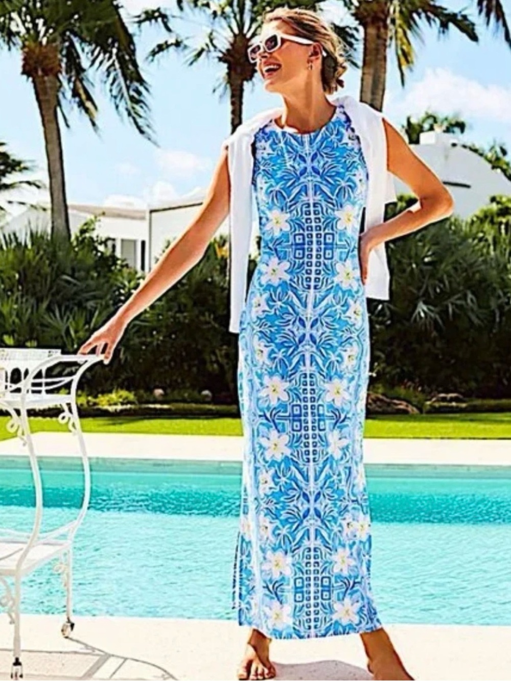 Lilly Pulitzer Noelle maxi dress Lunar blue/My flutter half beautiful maxi